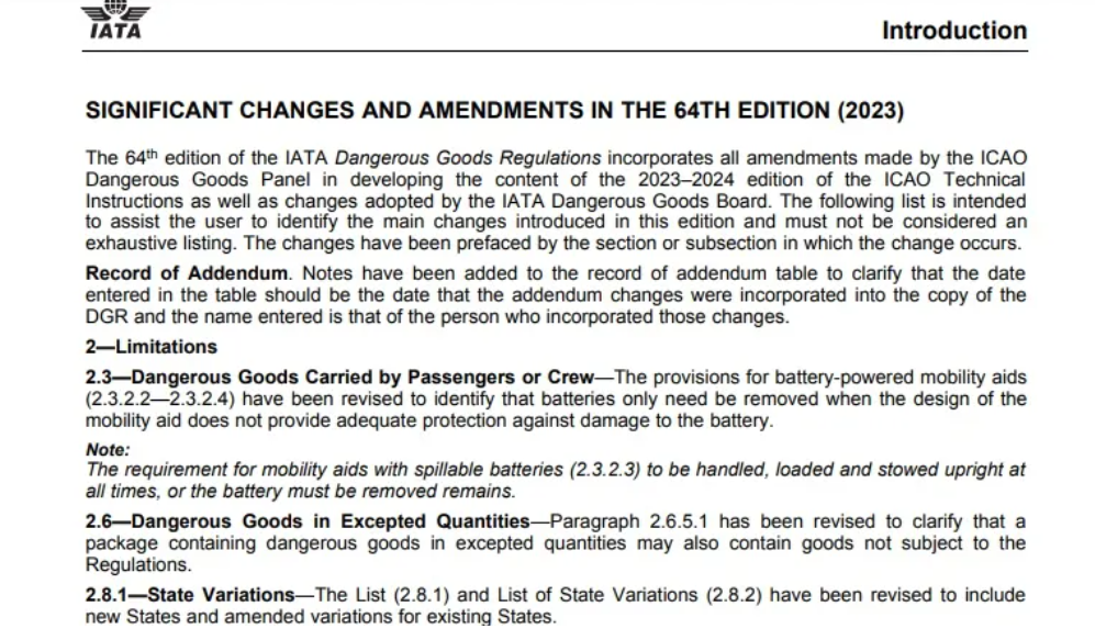 锂电池空运新规IATA.