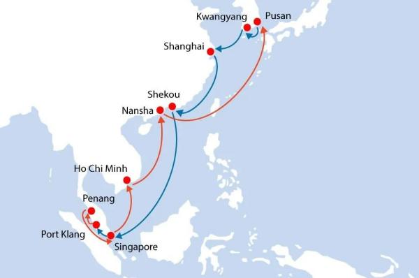 太平船务新开亚洲区内航线，串联起中国、韩国、新加坡等国9个主要港口