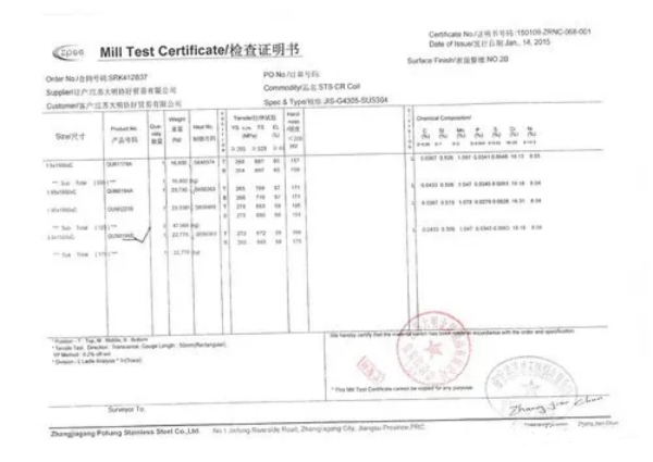 出口欧盟清关新规发布，金属类产品需提供MTC证书