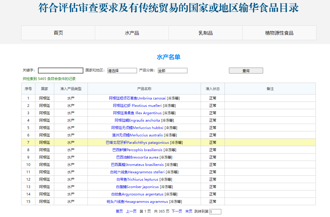 进口海参品种查询网站