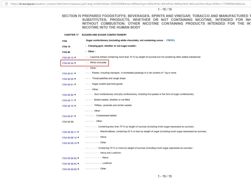 欧盟HS CODE及进口税率查询方法步骤四